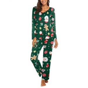 image:imageEkouaer Womens Pajama Sets 2 Piece Lounge Set Fall Winter Pajamas Long Sleeve Pjs Top and Pants Soft Pj Sets Loose SleepwearChristmas Snowman Green