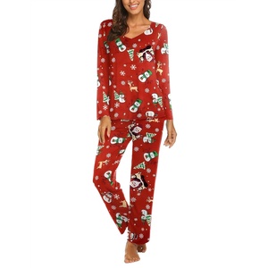 image:imageEkouaer Womens Pajama Sets 2 Piece Lounge Set Fall Winter Pajamas Long Sleeve Pjs Top and Pants Soft Pj Sets Loose SleepwearChristmas Snowman Red