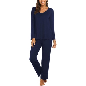 image:imageEkouaer Womens Pajama Sets 2 Piece Lounge Set Fall Winter Pajamas Long Sleeve Pjs Top and Pants Soft Pj Sets Loose SleepwearDark Blue