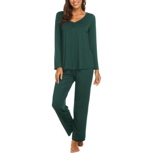 image:imageEkouaer Womens Pajama Sets 2 Piece Lounge Set Fall Winter Pajamas Long Sleeve Pjs Top and Pants Soft Pj Sets Loose SleepwearGreen