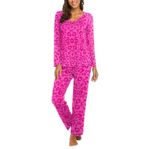 image:imageEkouaer Womens Pajama Sets 2 Piece Lounge Set Fall Winter Pajamas Long Sleeve Pjs Top and Pants Soft Pj Sets Loose SleepwearLeopardrose