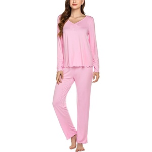 image:imageEkouaer Womens Pajama Sets 2 Piece Lounge Set Fall Winter Pajamas Long Sleeve Pjs Top and Pants Soft Pj Sets Loose SleepwearLight Pink