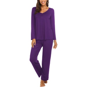 image:imageEkouaer Womens Pajama Sets 2 Piece Lounge Set Fall Winter Pajamas Long Sleeve Pjs Top and Pants Soft Pj Sets Loose SleepwearPurple