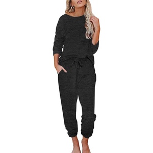 image:imageEkouaer Womens Pajamas Set Long Sleeve Loungewear Soft Lounge Set Joggers with PocketsBlack