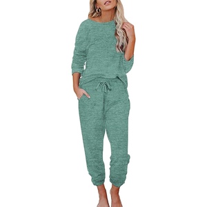 image:imageEkouaer Womens Pajamas Set Long Sleeve Loungewear Soft Lounge Set Joggers with PocketsBlue Green