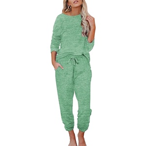 image:imageEkouaer Womens Pajamas Set Long Sleeve Loungewear Soft Lounge Set Joggers with PocketsBright Green