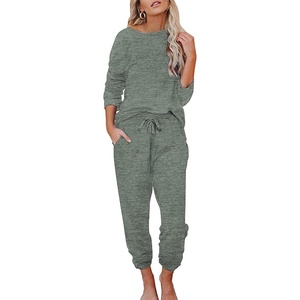 image:imageEkouaer Womens Pajamas Set Long Sleeve Loungewear Soft Lounge Set Joggers with PocketsGray Green