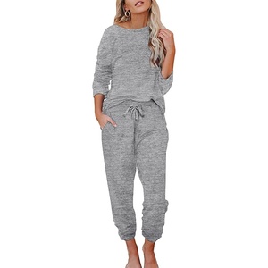 image:imageEkouaer Womens Pajamas Set Long Sleeve Loungewear Soft Lounge Set Joggers with PocketsLight Grey