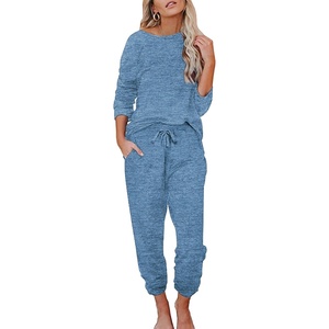 image:imageEkouaer Womens Pajamas Set Long Sleeve Loungewear Soft Lounge Set Joggers with PocketsNavy