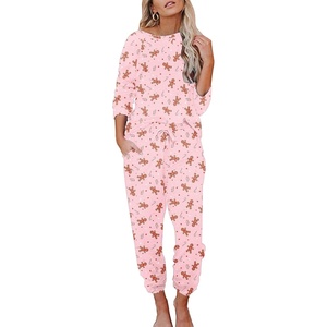 image:imageEkouaer Womens Pajamas Set Long Sleeve Loungewear Soft Lounge Set Joggers with PocketsPink Doll