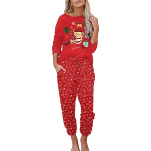 image:imageEkouaer Womens Pajamas Set Long Sleeve Loungewear Soft Lounge Set Joggers with PocketsRed Chirstmas Teddy