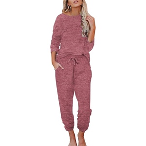 image:imageEkouaer Womens Pajamas Set Long Sleeve Loungewear Soft Lounge Set Joggers with PocketsWine Red