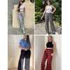 image:imageEkouaer 2 Pack Women Pajama Pants Soft Casual Pajama Bottoms Comfy Wide Leg Sleep Pants Pj Bottoms with PocketsRed Black Plaidblack White Plaid