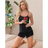 image:imageEkouaer 2 Pack Womens Cami Pajama Sets Cute Print Tank Top Pjs and Shorts Camisole Lounge SetBlackwind Red