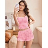image:imageEkouaer 2 Pack Womens Cami Pajama Sets Cute Print Tank Top Pjs and Shorts Camisole Lounge SetBlue Starpink Heart