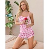 image:imageEkouaer 2 Pack Womens Cami Pajama Sets Cute Print Tank Top Pjs and Shorts Camisole Lounge SetPink Bowwhite Brush Heart