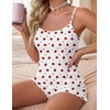 image:imageEkouaer 2 Pack Womens Cami Pajama Sets Cute Print Tank Top Pjs and Shorts Camisole Lounge SetPink Cherrywhite Strawberry