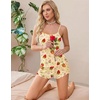 image:imageEkouaer 2 Pack Womens Cami Pajama Sets Cute Print Tank Top Pjs and Shorts Camisole Lounge SetStrawberry Bowstriped Pink Heart