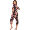 image:imageEkouaer 2 Pack Womens Capri Pajama Sets Short Sleeve TwoPiece Pjs V Neck Tops amp Pants Printed Lounge Sets S3XLBlack Flowerblack