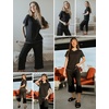 image:imageEkouaer 2 Pack Womens Capri Pajama Sets Short Sleeve TwoPiece Pjs V Neck Tops amp Pants Printed Lounge Sets S3XLGp1