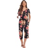 image:imageEkouaer 2 Pack Womens Capri Pajama Sets Short Sleeve TwoPiece Pjs V Neck Tops amp Pants Printed Lounge Sets S3XLGp12