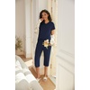 image:imageEkouaer 2 Pack Womens Capri Pajama Sets Short Sleeve TwoPiece Pjs V Neck Tops amp Pants Printed Lounge Sets S3XLGp22