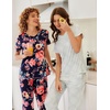 image:imageEkouaer 2 Pack Womens Capri Pajama Sets Short Sleeve TwoPiece Pjs V Neck Tops amp Pants Printed Lounge Sets S3XLGp4