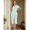 image:imageEkouaer 2 Pack Womens Capri Pajama Sets Short Sleeve TwoPiece Pjs V Neck Tops amp Pants Printed Lounge Sets S3XLGp4