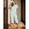 image:imageEkouaer 2 Pack Womens Capri Pajama Sets Short Sleeve TwoPiece Pjs V Neck Tops amp Pants Printed Lounge Sets S3XLGp4