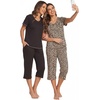 image:imageEkouaer 2 Pack Womens Capri Pajama Sets Short Sleeve TwoPiece Pjs V Neck Tops amp Pants Printed Lounge Sets S3XLGp7