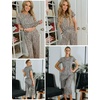 image:imageEkouaer 2 Pack Womens Capri Pajama Sets Short Sleeve TwoPiece Pjs V Neck Tops amp Pants Printed Lounge Sets S3XLGp7