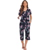 image:imageEkouaer 2 Pack Womens Capri Pajama Sets Short Sleeve TwoPiece Pjs V Neck Tops amp Pants Printed Lounge Sets S3XLGp8