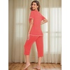 image:imageEkouaer 2 Pack Womens Capri Pajama Sets Short Sleeve TwoPiece Pjs V Neck Tops amp Pants Printed Lounge Sets S3XLGp9