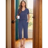 image:imageEkouaer 2 Pack Womens Capri Pajama Sets Short Sleeve TwoPiece Pjs V Neck Tops amp Pants Printed Lounge Sets S3XLGp9