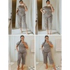 image:imageEkouaer 2 Pack Womens Capri Pajama Sets Short Sleeve TwoPiece Pjs V Neck Tops amp Pants Printed Lounge Sets S3XLGrey Starleopard