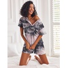 image:imageEkouaer 2 Pack Womens Pajama Sets Short Sleeve Top with Shorts Soft Comfy Loungewear Sleepwear SXXLAtie Dye Black PinkBlack
