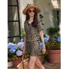 image:imageEkouaer 2 Pack Womens Pajama Sets Short Sleeve Top with Shorts Soft Comfy Loungewear Sleepwear SXXLGray LeopardBrown Leopard
