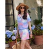 image:imageEkouaer 2 Pack Womens Pajama Sets Short Sleeve Top with Shorts Soft Comfy Loungewear Sleepwear SXXLTie Dye RainbowBlue Sky