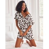image:imageEkouaer 2 Pack Womens Pajama Sets Short Sleeve Top with Shorts Soft Comfy Loungewear Sleepwear SXXLWhite LeopardGray