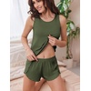 image:imageEkouaer 2 Pieces Womens Tank Top Pajamas Set Soft Sleepwear Sleeveless Cami and Shorts Summer Loungewear Pjs SetArmy Green