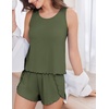 image:imageEkouaer 2 Pieces Womens Tank Top Pajamas Set Soft Sleepwear Sleeveless Cami and Shorts Summer Loungewear Pjs SetArmy Green