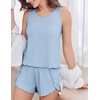 image:imageEkouaer 2 Pieces Womens Tank Top Pajamas Set Soft Sleepwear Sleeveless Cami and Shorts Summer Loungewear Pjs SetBaby Blue