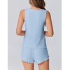 image:imageEkouaer 2 Pieces Womens Tank Top Pajamas Set Soft Sleepwear Sleeveless Cami and Shorts Summer Loungewear Pjs SetBaby Blue