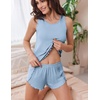 image:imageEkouaer 2 Pieces Womens Tank Top Pajamas Set Soft Sleepwear Sleeveless Cami and Shorts Summer Loungewear Pjs SetBaby Blue