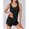 image:imageEkouaer 2 Pieces Womens Tank Top Pajamas Set Soft Sleepwear Sleeveless Cami and Shorts Summer Loungewear Pjs SetBlack