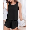 image:imageEkouaer 2 Pieces Womens Tank Top Pajamas Set Soft Sleepwear Sleeveless Cami and Shorts Summer Loungewear Pjs SetBlack