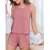image:imageEkouaer 2 Pieces Womens Tank Top Pajamas Set Soft Sleepwear Sleeveless Cami and Shorts Summer Loungewear Pjs SetDeep Pink