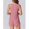 image:imageEkouaer 2 Pieces Womens Tank Top Pajamas Set Soft Sleepwear Sleeveless Cami and Shorts Summer Loungewear Pjs SetDeep Pink