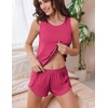 image:imageEkouaer 2 Pieces Womens Tank Top Pajamas Set Soft Sleepwear Sleeveless Cami and Shorts Summer Loungewear Pjs SetHot Pink
