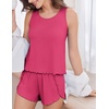 image:imageEkouaer 2 Pieces Womens Tank Top Pajamas Set Soft Sleepwear Sleeveless Cami and Shorts Summer Loungewear Pjs SetHot Pink